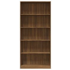 Vidaxl 5-poschodová knižnica hnedý dub 80x24x175 cm spracované drevo