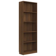 Vidaxl 5-poschodová knižnica hnedý dub 60x24x175 cm spracované drevo