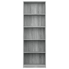 Vidaxl 5-poschodová knižnica sivá sonoma 60x24x175 cm spracované drevo