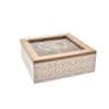 Box na čaj drevo biely, béžový 19 x 19 x 7 cm X10836