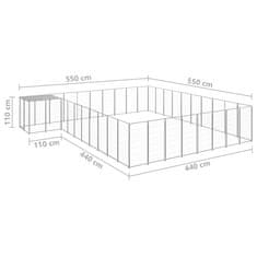 Vidaxl Koterec pre psy strieborný 25,41 m² oceľ