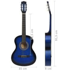 Vidaxl Klasická gitara pre začiatočníkov a deti modrá 3/4 36"