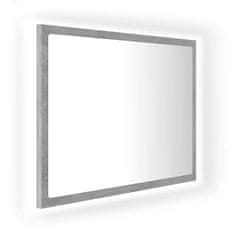 Vidaxl Kúpeľňové zrkadlo s LED, betónovo sivé 60x8,5x37 cm akryl