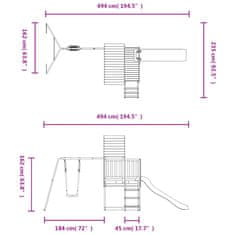 Vidaxl Hrací domček a šmykľavka, rebrík, hojdačky masívna borovica