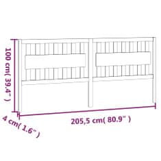 Vidaxl Čelo postele 205,5x4x100 cm masívna borovica