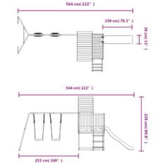 Vidaxl Hrací domček a šmykľavka, rebrík, hojdačky masívna borovica