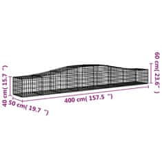 Vidaxl Oblúkový gabionový kôš 20 ks 400x50x40/60 cm pozinkované železo