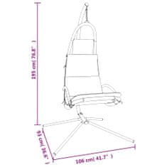 Vidaxl Záhradná hojdacia stolička s poduškou tmavosivá látka a oceľ