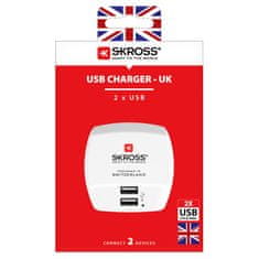 Zapardrobnych.sk USB nabíjací adaptér DC10UK pre Veľkú Britániu, 2400 mA, 2x USB výstup, SKROSS