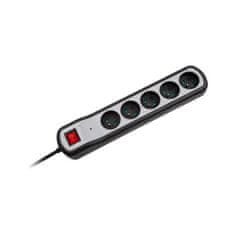 Rebel Power strip 5 zásuviek s vypínačom (3m, 3x1,5mm) čierna URZ3063-3W