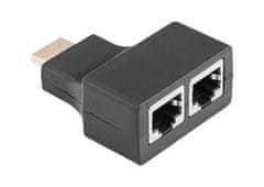 LP Predlžovač HDMI / 2xRJ45 30m čierny ZLA0798