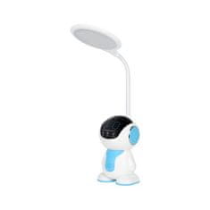 Rebel Stolová LED lampa ROBOT modro-biela KOM1017