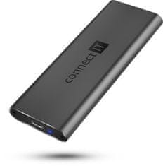 Connect IT AluSafe externý box pre SSD disky M.2 NVMe, 10 Gbps, USB-C, ANTRACITOVÝ