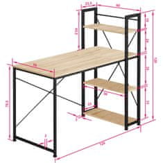 tectake Počítačový stôl Hershey s integrovanou policou 122x61x120cm