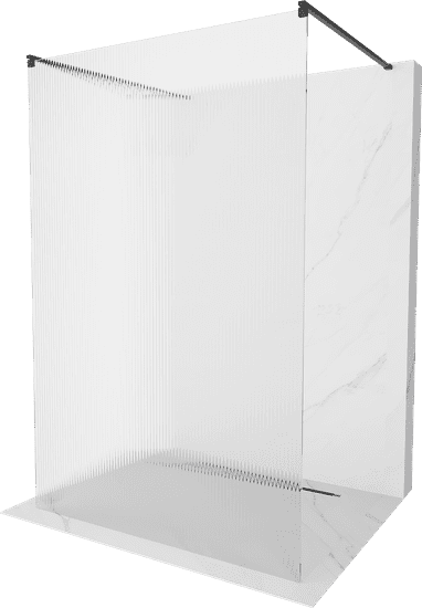 Mexen Kioto, sprchová zástena Walk-In 110 x 200 cm, 8mm sklo s rebrovým vzorom, čierny profil, 800-110-002-70-09