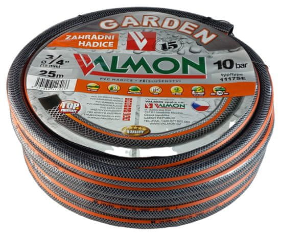 Hadica Garden čierna nepriehľadná s oranžovým pásikom Valmon-3/4&quot; rolka 25 m (10 bar) - 1 rolka