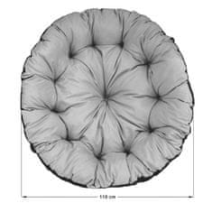 EDANTI Vankúš Na Závesné Kreslo Hojdačku Na Hojdacie S Operadlom Kreslo Vodoodolný Sivý, Priemer 110 Cm