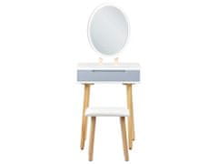Beliani Toaletný stolík so zásuvkou a LED zrkadlom biela/sivá VESOUL