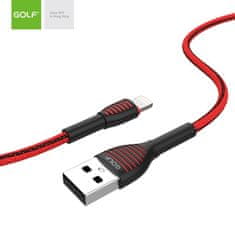 GOLF GOLF textilní datový kabel lightning (apple) 1m, 3A, červený