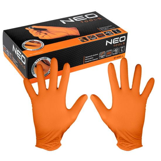 NEO Tools NEO TOOLS Oranžové nitrilové rukavice, balenie 50 ks