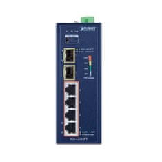 Planet IGS-624HPT Priemyselný Switch 4x 1Gb RJ-45 + 2x 1Gb SFP, PoE+ 802.3at 36/120W, IP40, DC12-56V, -40/+75°C, fanless