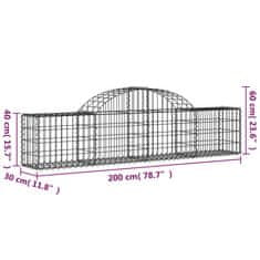 Vidaxl Oblúkový gabionový kôš 5 ks 200x30x40/60 cm pozinkované železo