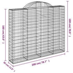 Petromila vidaXL Oblúkové gabiónové koše 3ks 200x30x160/180cm pozinkované železo