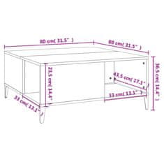 Vidaxl Konferenčný stolík dymový dub 80x80x36,5 cm spracované drevo