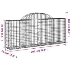 Petromila vidaXL Oblúkové gabionové koše 5 ks 200x30x80/100cm pozinkované železo