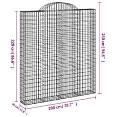 Vidaxl Oblúkový gabionový kôš 200x30x220/240 cm pozinkované železo