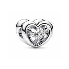 Pandora Pôvabný strieborný drops Srdce s plávajúcim zirkónom Moments 792493C01