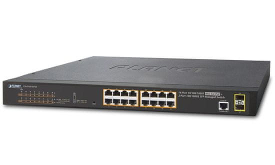 Planet GS-4210-16P2S L2 switch, 16x1Gb, 2x1Gb SFP, 16x PoE 802.3at 220W