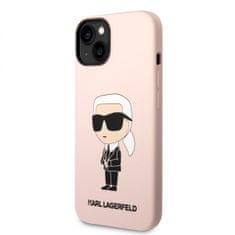 Karl Lagerfeld Zadný kryt Liquid Silicone Ikonik NFT pre iPhone 14 Plus ružový