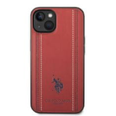 U.S. POLO ASSN. Zadný kryt PU Leather Stitched Linespre iPhone 14 Plus Red