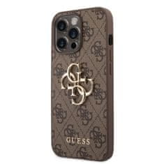 Guess Zadný kryt PU 4G Metal Logo pre iPhone 14 Pro Max Brown