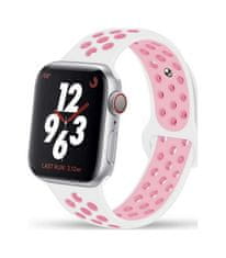 TopQ Silikónový remienok Bubble pre Apple Watch 3-4-5-6-SE 38-40mm bielo-ružový 60376