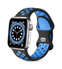 TopQ Silikónový remienok Bubble pre Apple Watch 3-4-5-6-SE 42-44mm čierno-modrý 60332