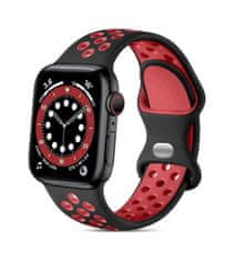 TopQ Silikónový remienok Bubble pre Apple Watch 3-4-5-6-SE 42-44mm čierno-červený 60331