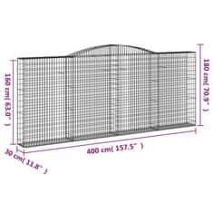 Petromila vidaXL Oblúkové gabiónové koše 2ks 400x30x160/180cm pozinkované železo