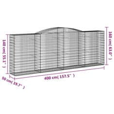 Petromila vidaXL Oblúkové gabionové koše 4 ks 400x50x140/160 cm pozink. železo