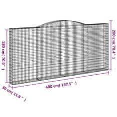 Petromila vidaXL Oblúkové gabiónové koše 7ks 400x30x180/200cm pozinkované železo