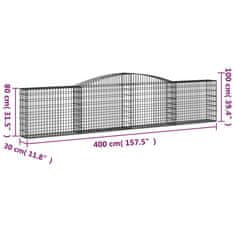 Petromila vidaXL Oblúkové gabionové koše 5 ks 400x30x80/100cm pozinkované železo