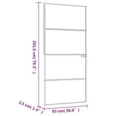 Vidaxl Vnútorné dvere biele 93x201,5 cm tvrdené sklo a hliník úzke