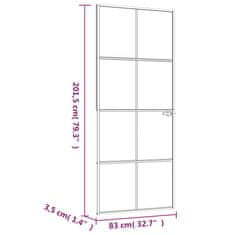 Vidaxl Vnútorné dvere biele 83x201,5 cm tvrdené sklo a hliník úzke