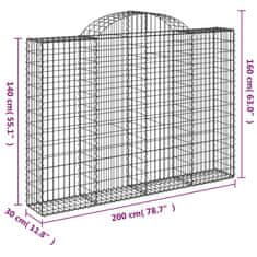 Petromila vidaXL Oblúkové gabionové koše 8 ks 200x30x140/160 cm pozink. železo