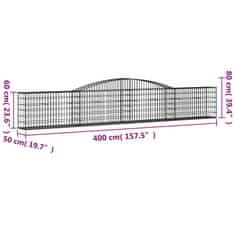 Vidaxl Oblúkový gabionový kôš 20 ks 400x50x60/80 cm pozinkované železo