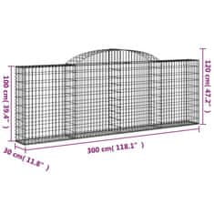 Petromila vidaXL Oblúkové gabiónové koše 25 ks 300x30x100/120cm pozinkov. železo