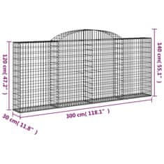 Petromila vidaXL Oblúkové gabionové koše 3 ks 300x30x120/140 cm pozink. železo