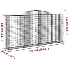 Petromila vidaXL Oblúkové gabionové koše 2 ks 300x30x140/160 cm pozink. železo