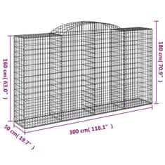 Vidaxl Oblúkové gabiónové koše 9ks 300x50x160/180cm pozinkované železo